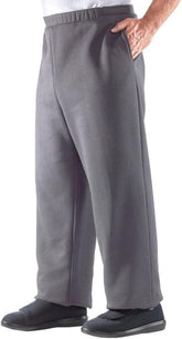 Mens Side Opening Arthritic Fleece Pants with Adjustable - Grey LGE